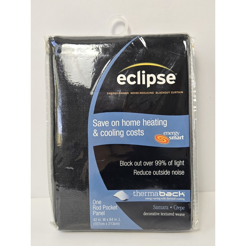 Eclipse‎ blackout curtains energy smart One Rod Pocket Panel black NEW